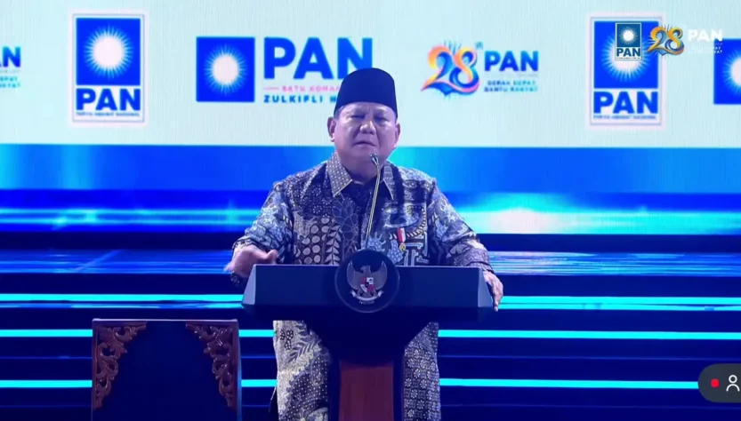 Presiden Prabowo Subianto saat menghadiri puncak peringatan HUT ke-28 PAN di Jakarta Convention Center (JCC), Jakarta, Jumat (18/9/2026) (Istimewa)